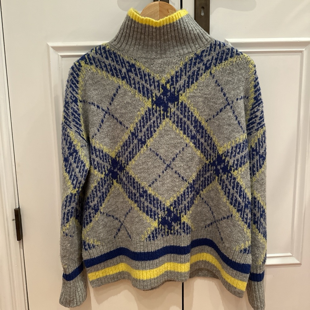 Aqua Gray and Yellow Knit Sweater